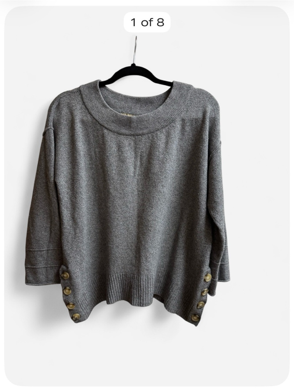 Democracy Gray Oversized Button Side Sweater Women’s Large